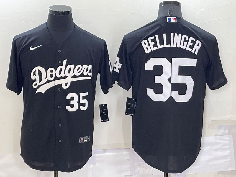 Men Los Angeles Dodgers 35 Bellinger Black Inversion Nike 2022 MLB Jersey